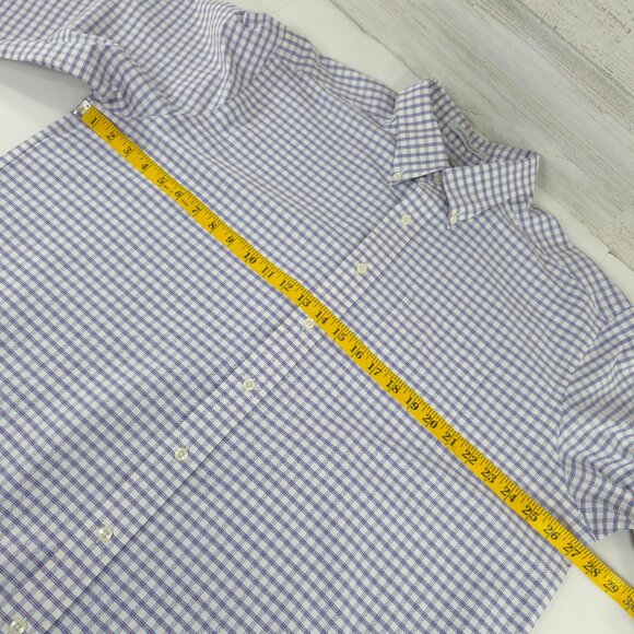 LL BEAN SIZE 17.5 - 37 Wrinkle Resistant Button Up Long Sleeve Red Plaid Shirt. - Picture 13 of 16